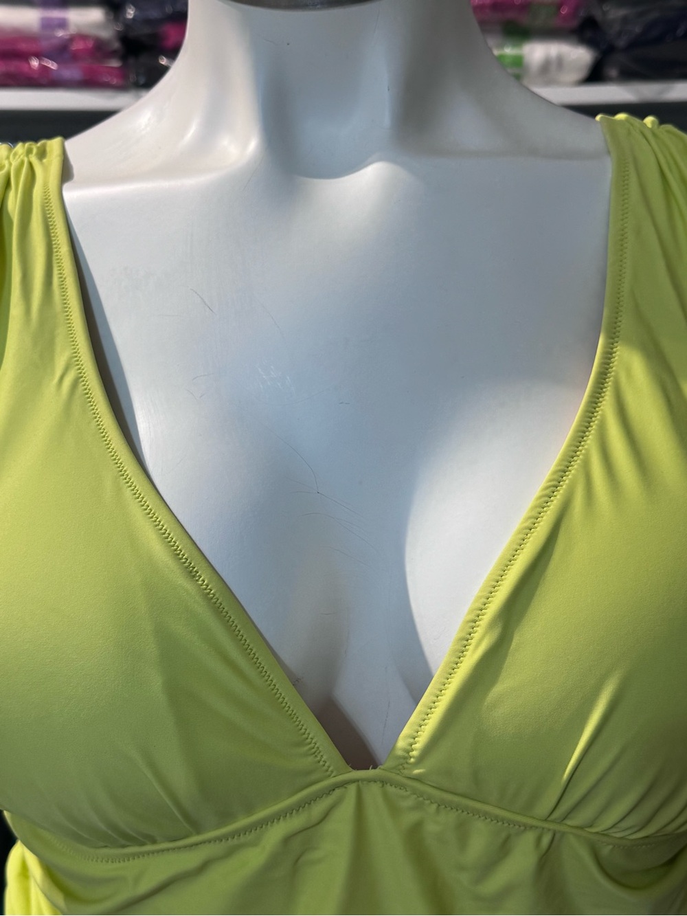 J. Crew Plus Size Ruched V Neck One-Piece Swimsuit in Yellow Sorbet - Size 22 - Picture 8 of 10